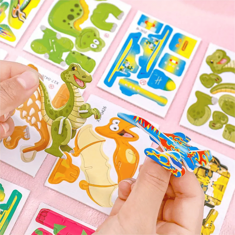 🦖 50 % DE RÉDUCTION ! 🧩 PUZZLE 3D ÉDUCATIF - Coffret de 50 pièces Dinosaures aux couleurs vives, développe la créativité et la pensée spatiale dès 4 ans 🎨✨