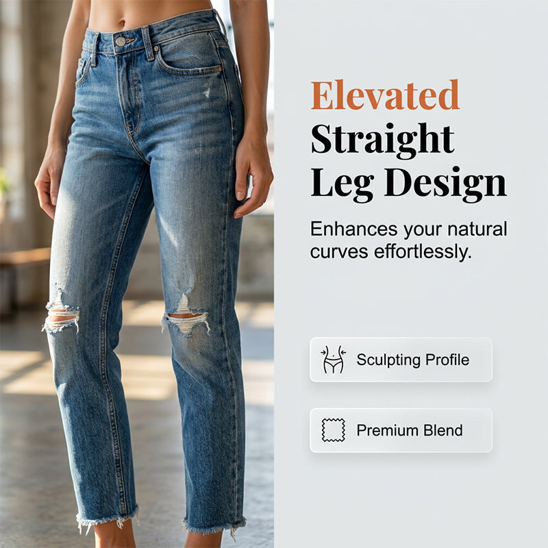 Un jean slim tendance au look usé pour femme