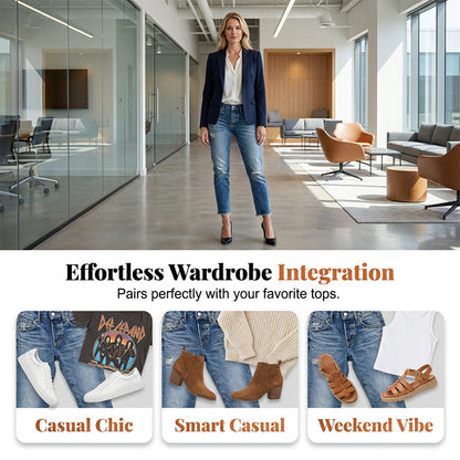 Un jean slim tendance au look usé pour femme