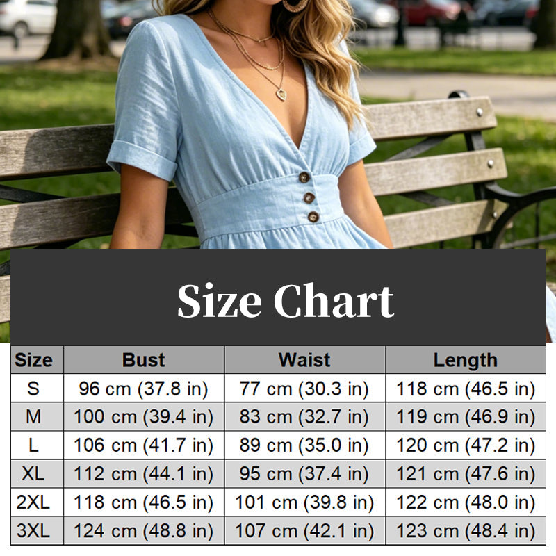 Robe d'Été Femme à Col V Boutonnée