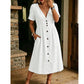 Robe d'Été Femme à Col V Boutonnée