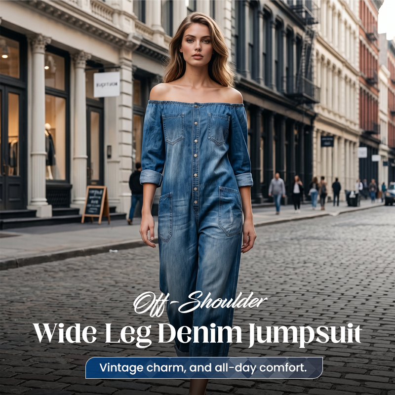 💐50% DE RÉDUCTION ! Combinaison Jean À Épaules Dénudées – Tendance & Féminine 🔥👗【Offre Limitée】