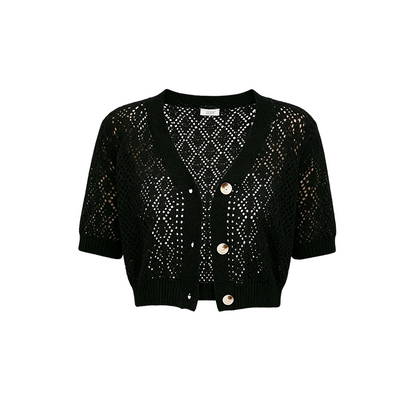 Pull Court Col V Boutonné pour Femme