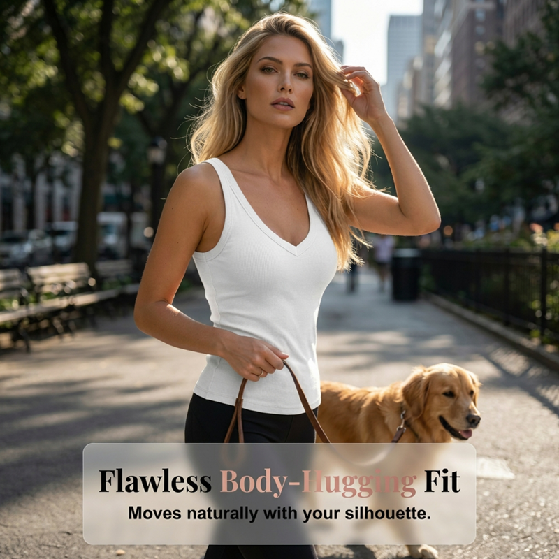 👕 PROMO LIMITÉE 50% DE RÉDUCTION ! ✨ Débardeur Col V Côtelé – Femme, Confortable, Basique 🌸