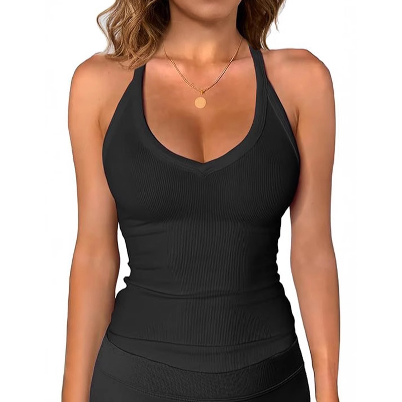 👕 PROMO LIMITÉE 50% DE RÉDUCTION ! ✨ Débardeur Col V Côtelé – Femme, Confortable, Basique 🌸