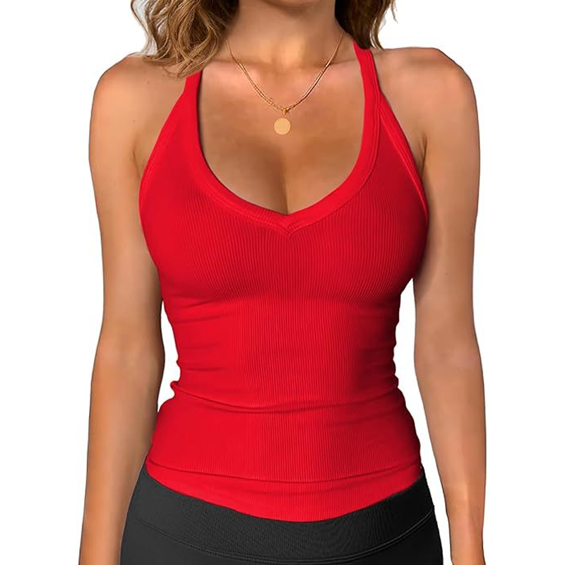 👕 PROMO LIMITÉE 50% DE RÉDUCTION ! ✨ Débardeur Col V Côtelé – Femme, Confortable, Basique 🌸