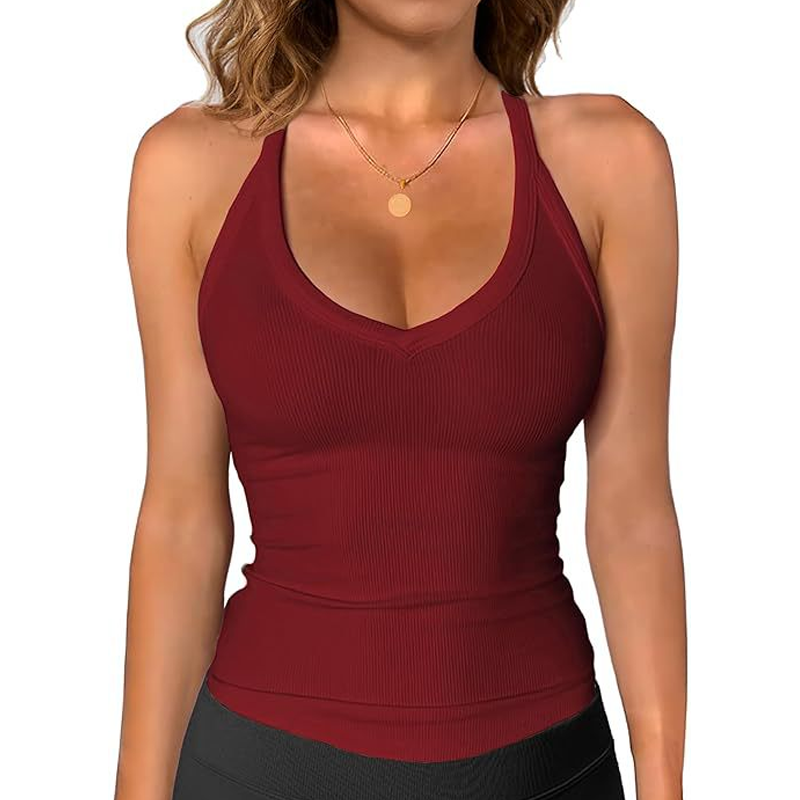 👕 PROMO LIMITÉE 50% DE RÉDUCTION ! ✨ Débardeur Col V Côtelé – Femme, Confortable, Basique 🌸