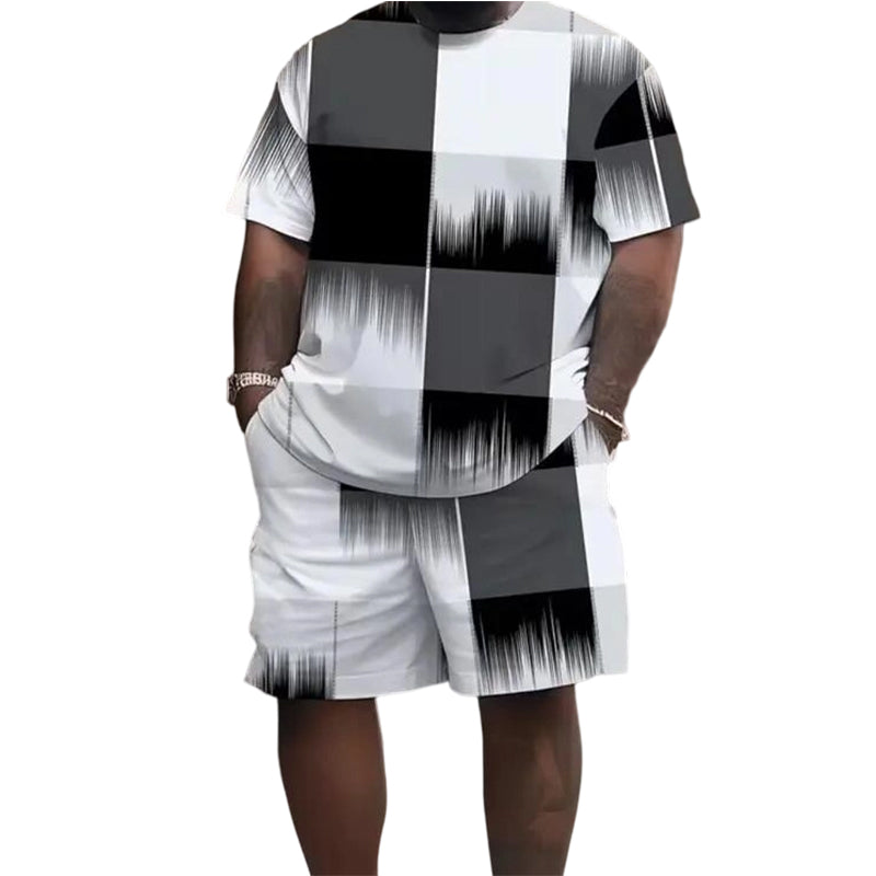 😎Ensemble abstrait moderne ✨Ensemble t-shirt et short à imprimé abstrait pour homme