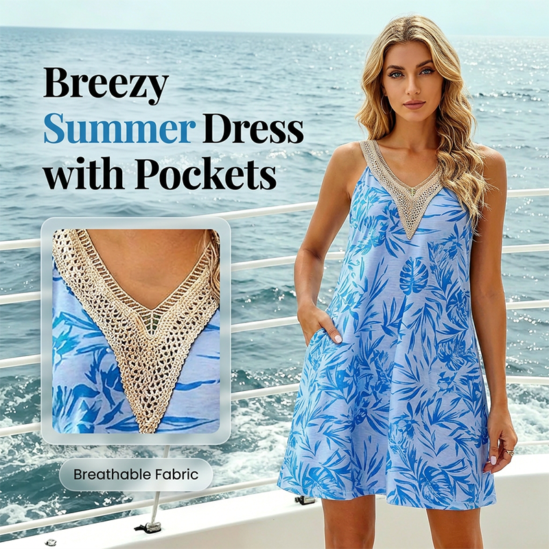 Robe d'été sans manches pour femme avec poches