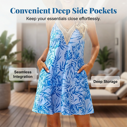 Robe d'été sans manches pour femme avec poches