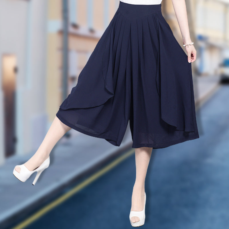 Culotte courte en mousseline taille haute pour femme