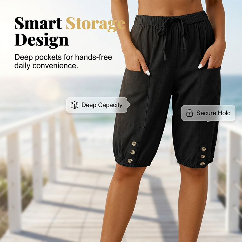 Pantalon Capri pour femme avec taille à cordon