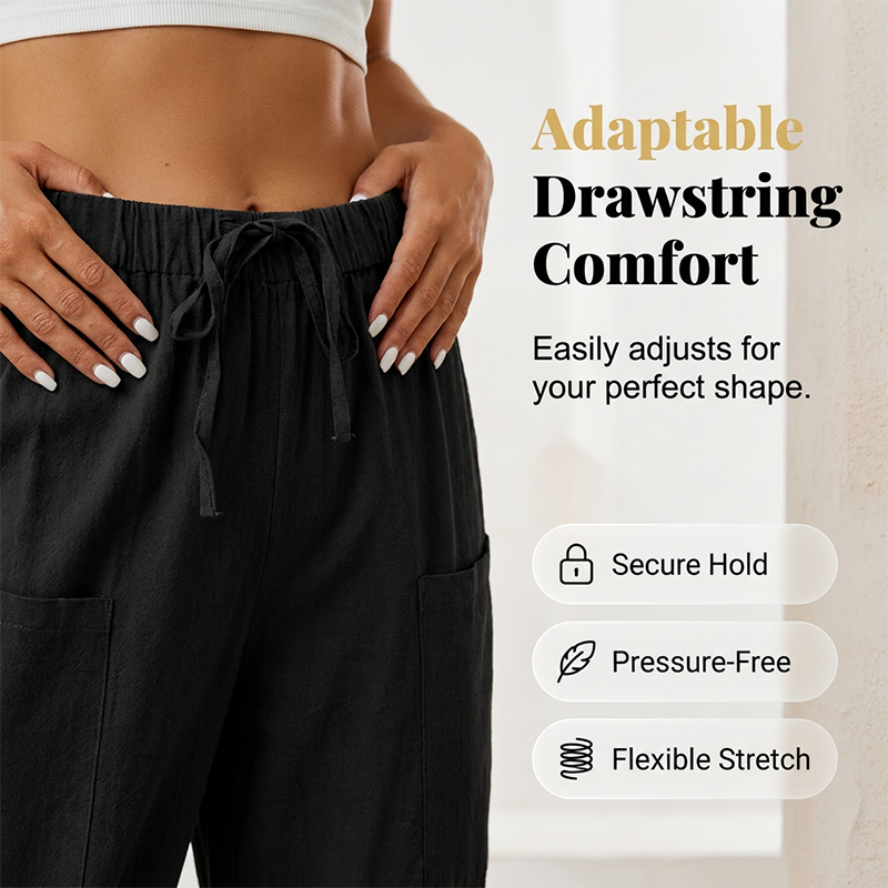 Pantalon Capri pour femme avec taille à cordon