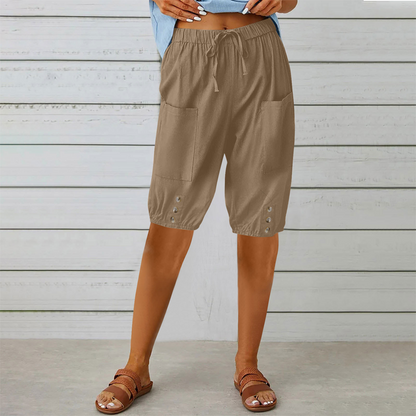 Pantalon Capri pour femme avec taille à cordon