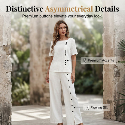 Ensemble 2 Pièces Femme : Haut Décontracté et Pantalon Large
