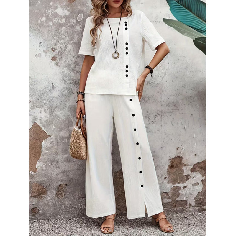 Ensemble 2 Pièces Femme : Haut Décontracté et Pantalon Large