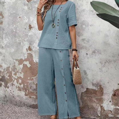 Ensemble 2 Pièces Femme : Haut Décontracté et Pantalon Large