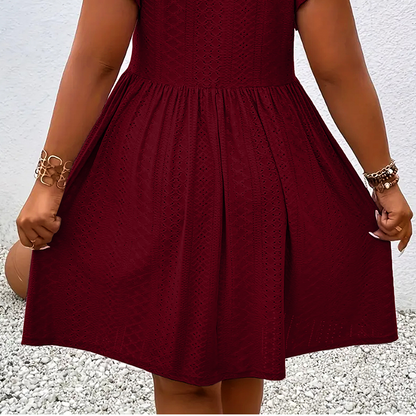 Robe à col en V et volants pour femme