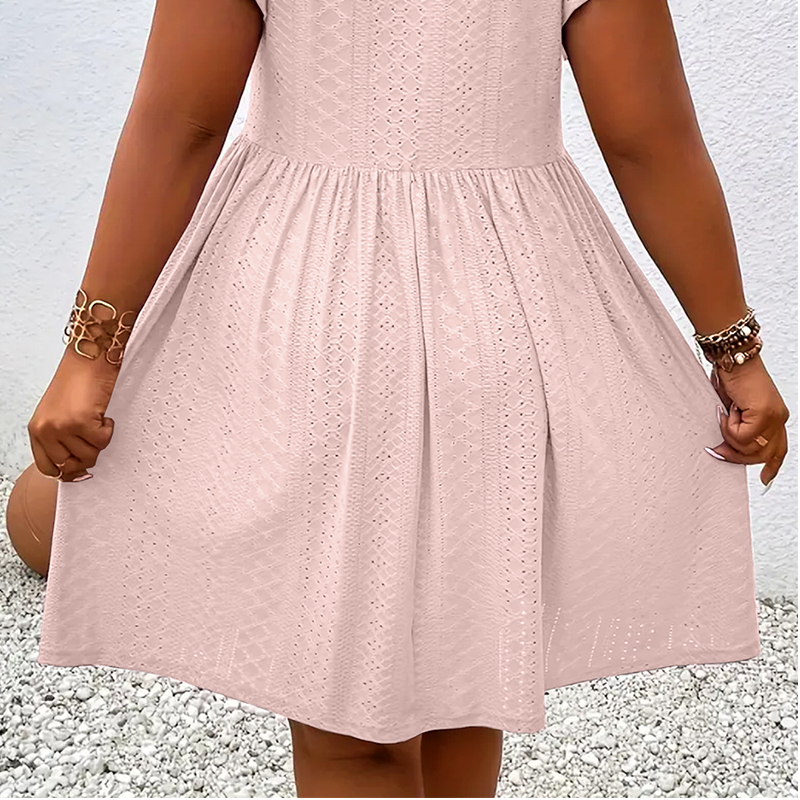 Robe à col en V et volants pour femme