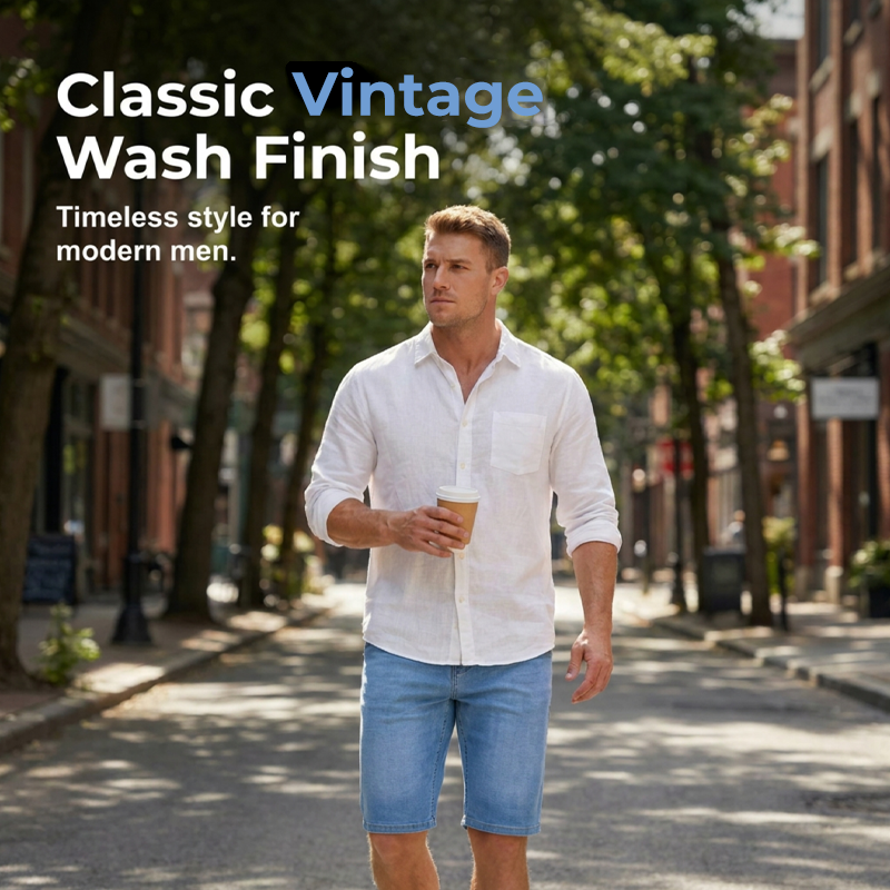 🩳 50 % DE RÉDUCTION EN CE MOMENT ! ⏰ Short en jean léger d'été pour homme – Respirant, décontracté et idéal pour les journées chaudes – Coupe élégante et confortable 🌞