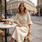 Robe Midi à Manches Évasées Brodées pour Femme