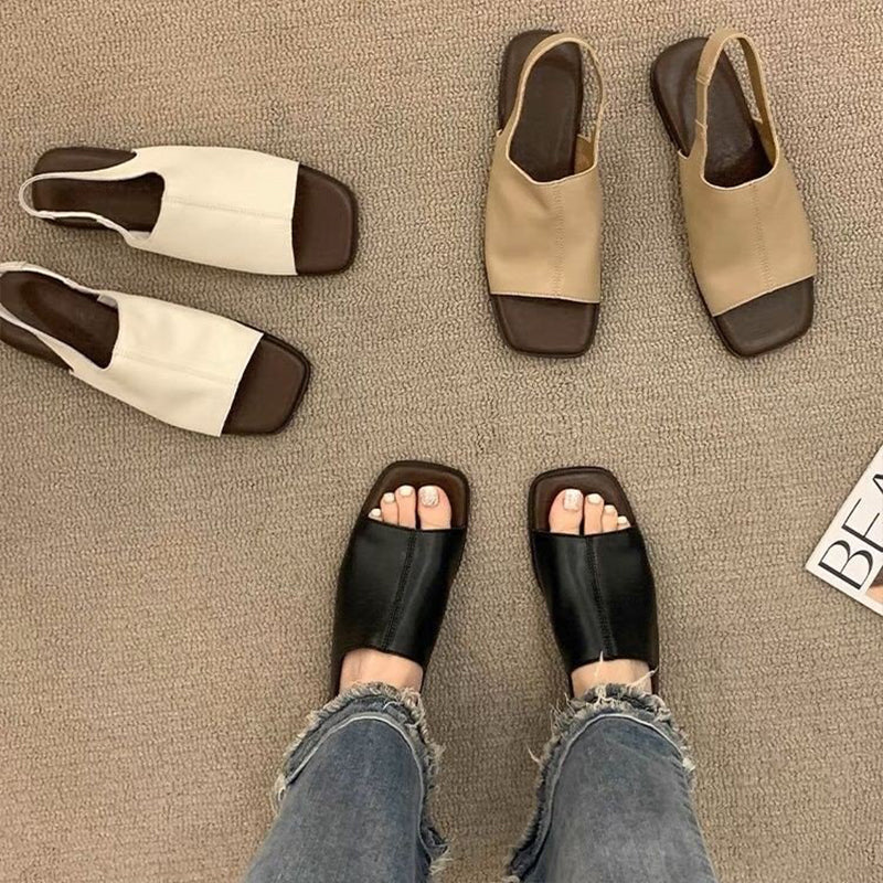 Sandales rétro à bout carré et bride arrière pour femme