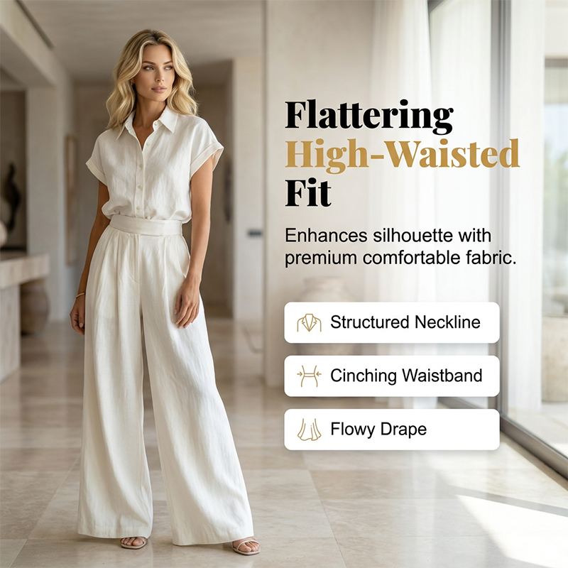 Ensemble Élégant Deux-Pièces : Chemise et Pantalon Large