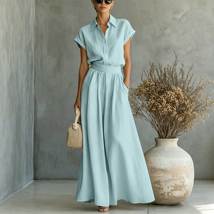 Ensemble Élégant Deux-Pièces : Chemise et Pantalon Large