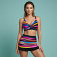 ✨ 50 % DE RÉDUCTION POUR UNE DURÉE LIMITÉE !🌺Ensemble de maillot de bain deux pièces rayé pour femme, modelant la silhouette