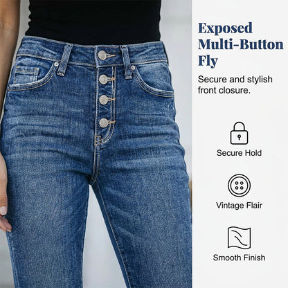 🥳SOLDES 2026 : 50 % DE RÉDUCTION🥳Jean skinny taille haute à boutons pour femme