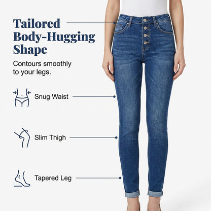 🥳SOLDES 2026 : 50 % DE RÉDUCTION🥳Jean skinny taille haute à boutons pour femme