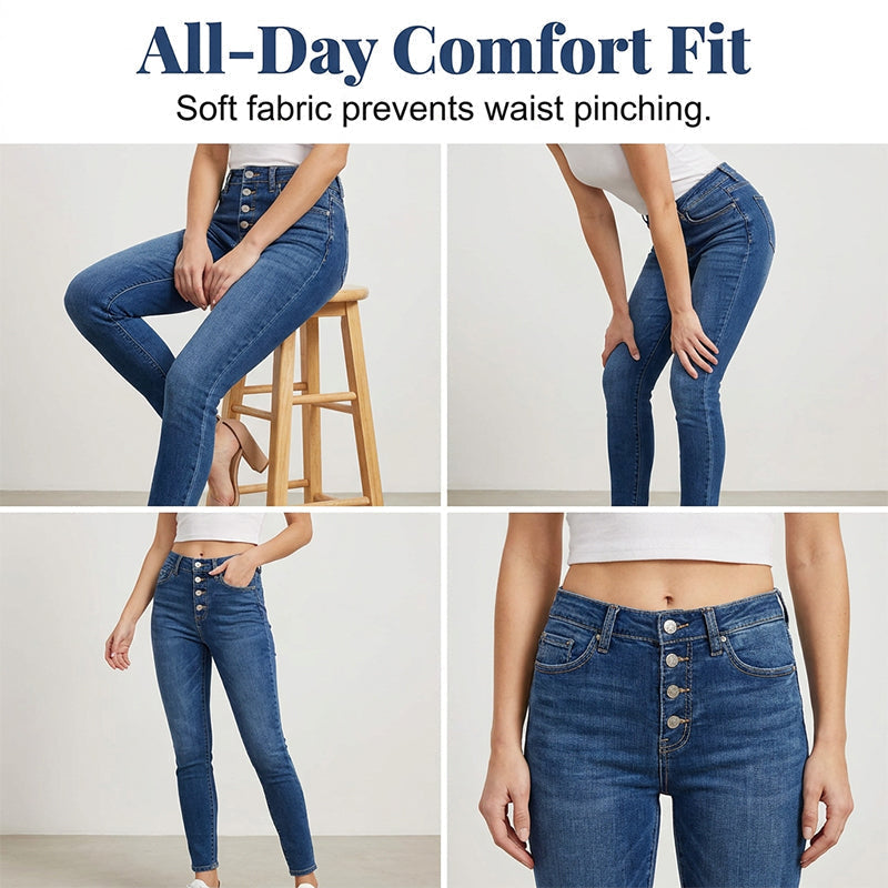 🥳SOLDES 2026 : 50 % DE RÉDUCTION🥳Jean skinny taille haute à boutons pour femme