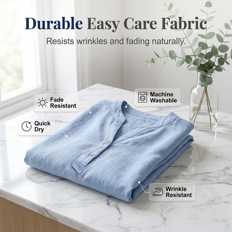 Robe Tunique Femme Décontractée à Col V et Boutons