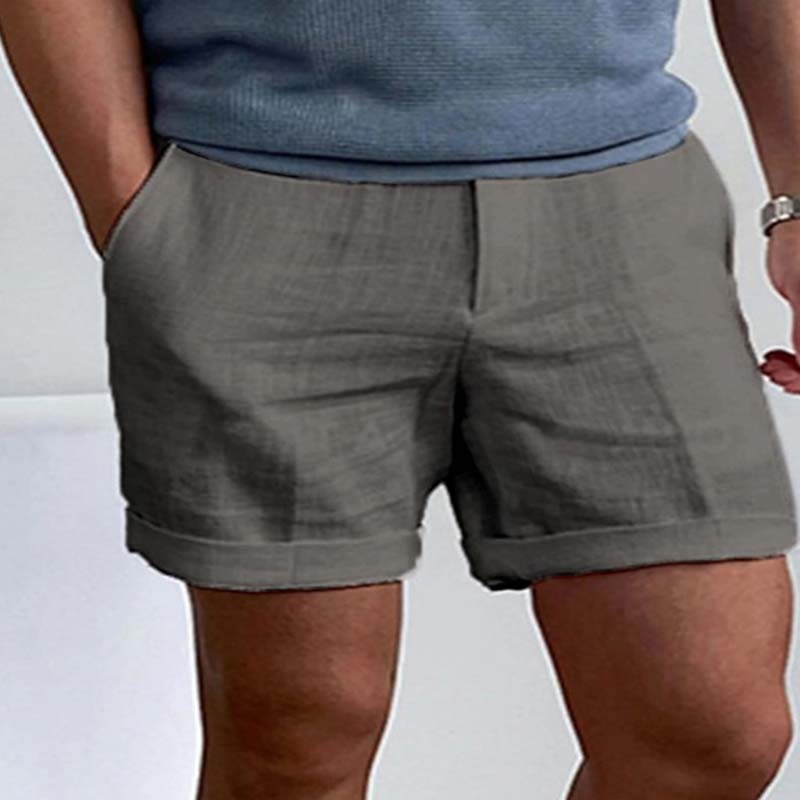 Short Homme en Lin Décontracté avec Poches