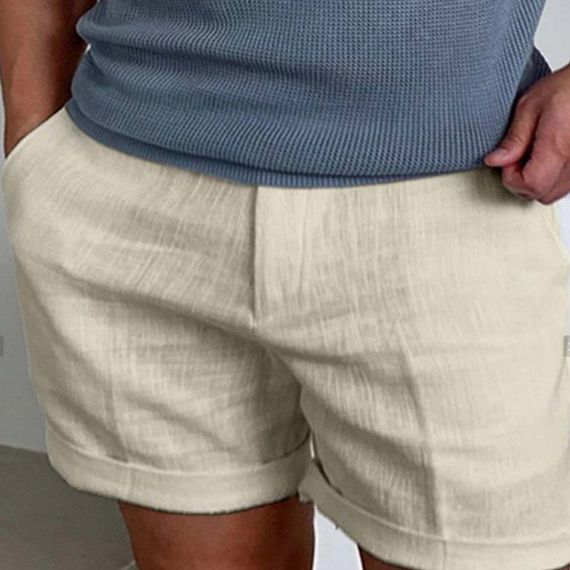 Short Homme en Lin Décontracté avec Poches
