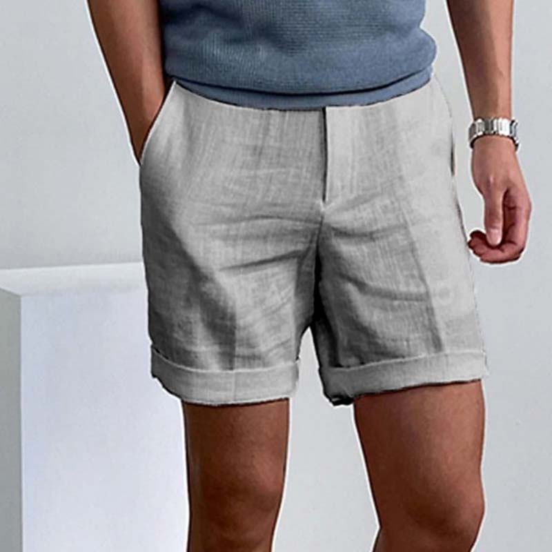 Short Homme en Lin Décontracté avec Poches