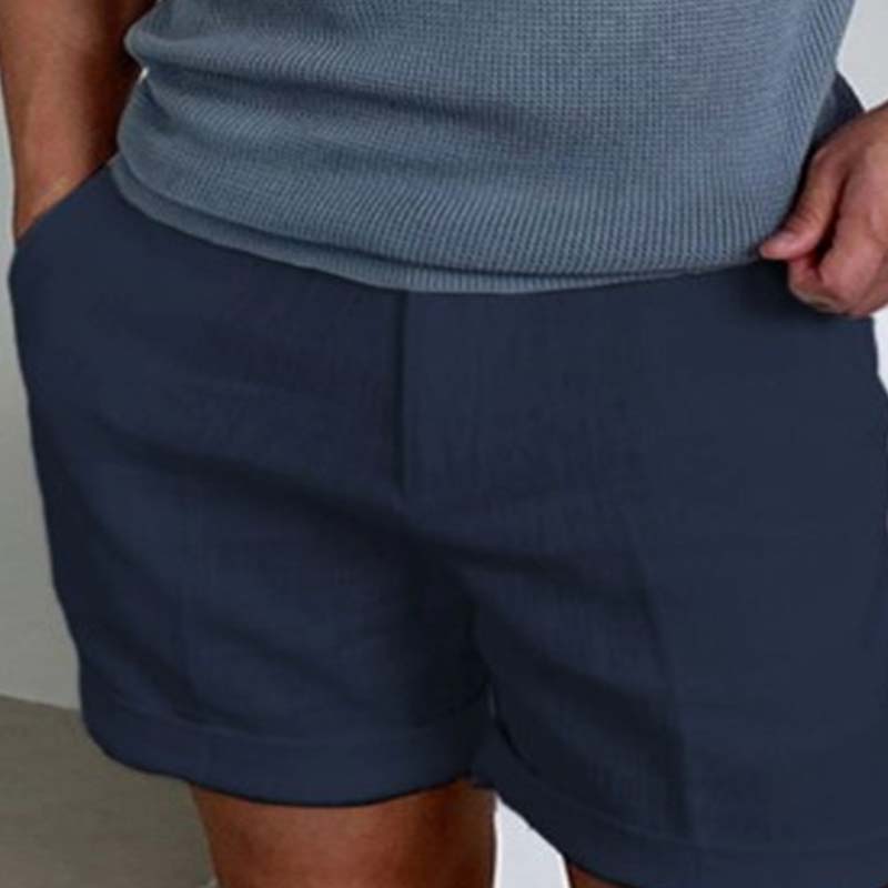 Short Homme en Lin Décontracté avec Poches