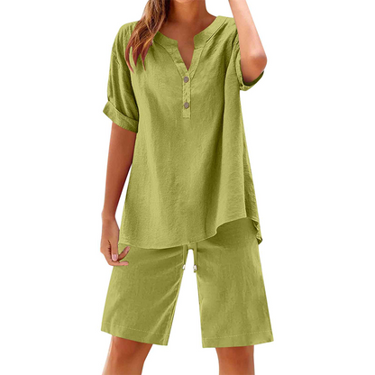 Ensemble 2 pièces en coton et lin pour femme