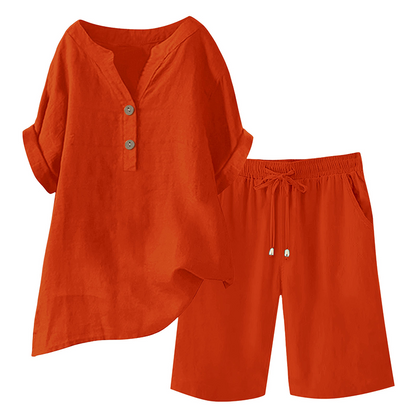Ensemble 2 pièces en coton et lin pour femme