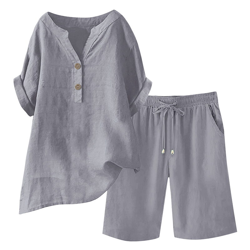 Ensemble 2 pièces en coton et lin pour femme