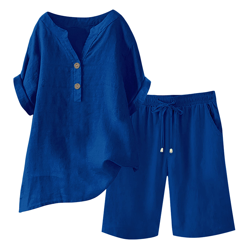 Ensemble 2 pièces en coton et lin pour femme
