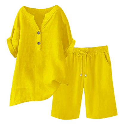 Ensemble 2 pièces en coton et lin pour femme