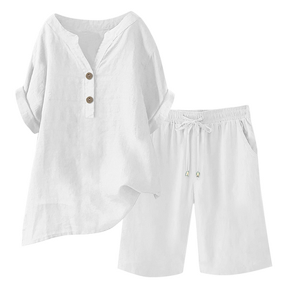 Ensemble 2 pièces en coton et lin pour femme