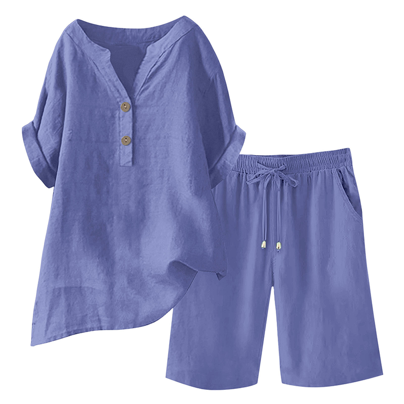 Ensemble 2 pièces en coton et lin pour femme