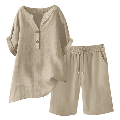 Ensemble 2 pièces en coton et lin pour femme