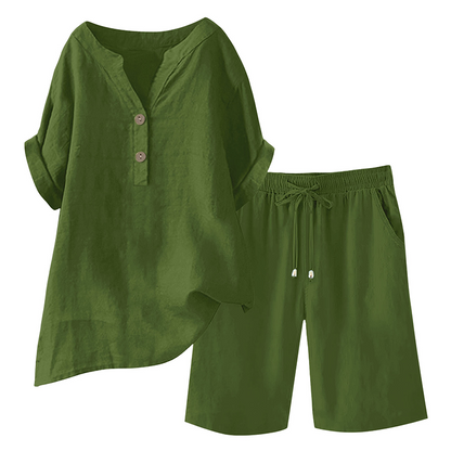 Ensemble 2 pièces en coton et lin pour femme