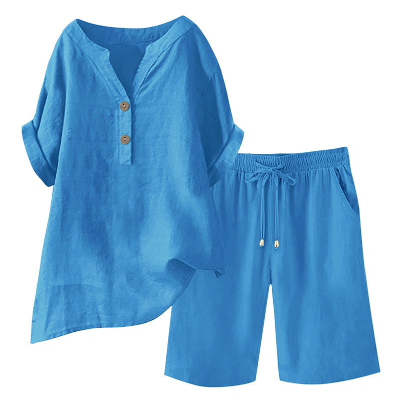 Ensemble 2 pièces en coton et lin pour femme