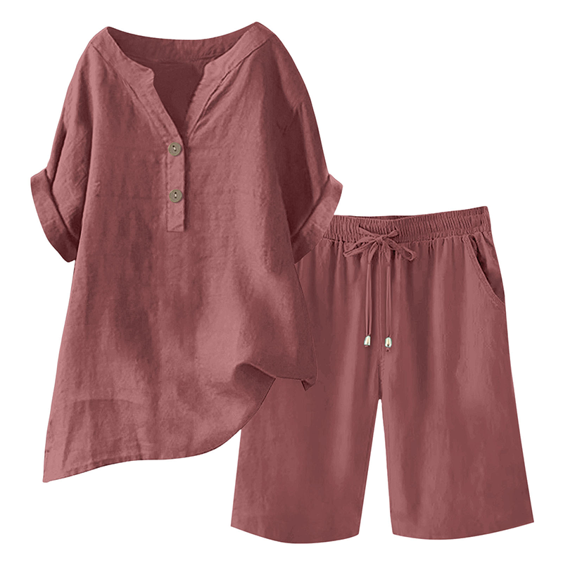 Ensemble 2 pièces en coton et lin pour femme