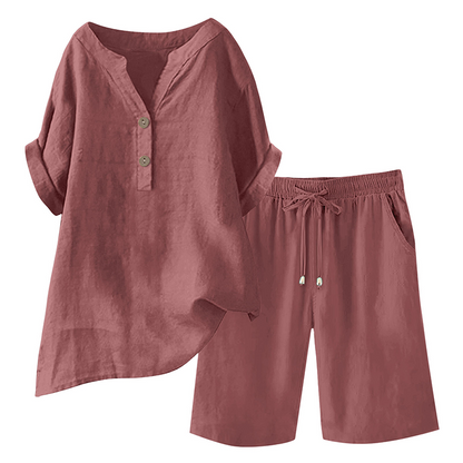 Ensemble 2 pièces en coton et lin pour femme