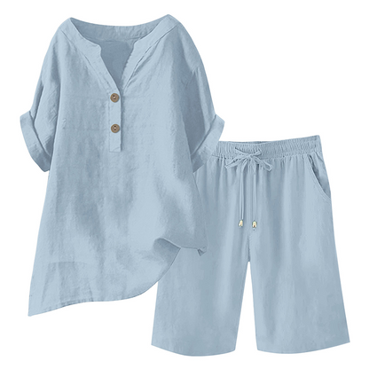 Ensemble 2 pièces en coton et lin pour femme